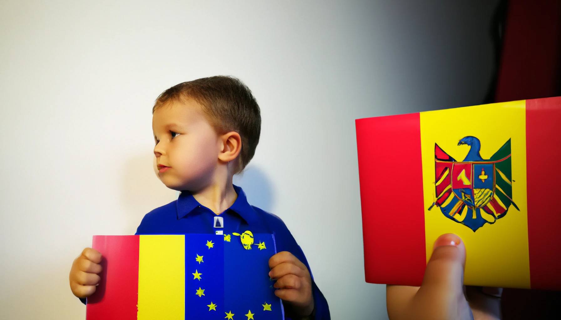 Флаг Румынии и ребенок