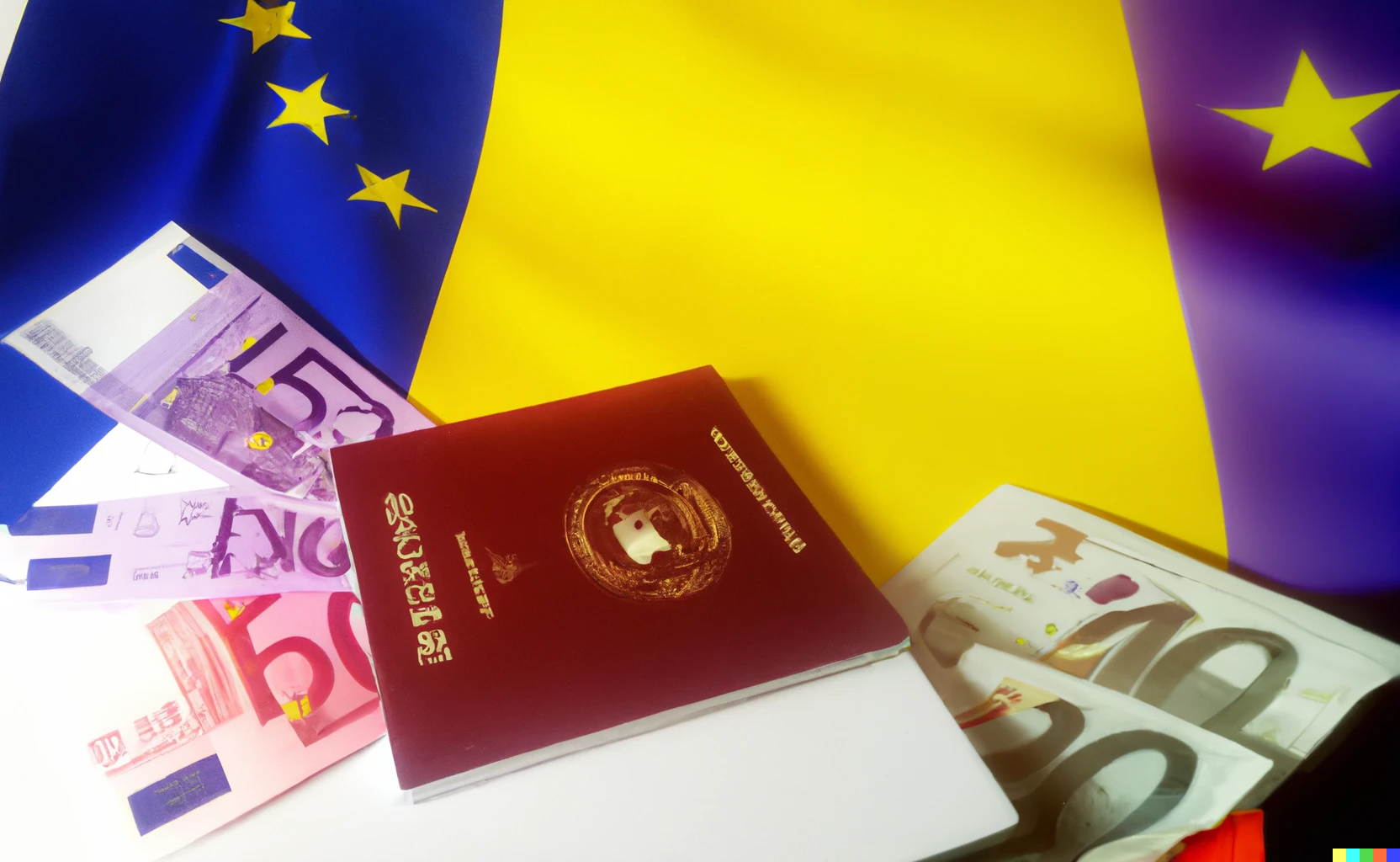 Паспорт, флаг Румынии, деньги